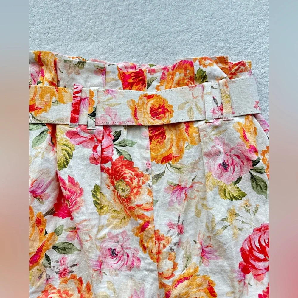 For Love And Lemons Peony Pleated Shorts Medium high waisted‎ floral NWOT